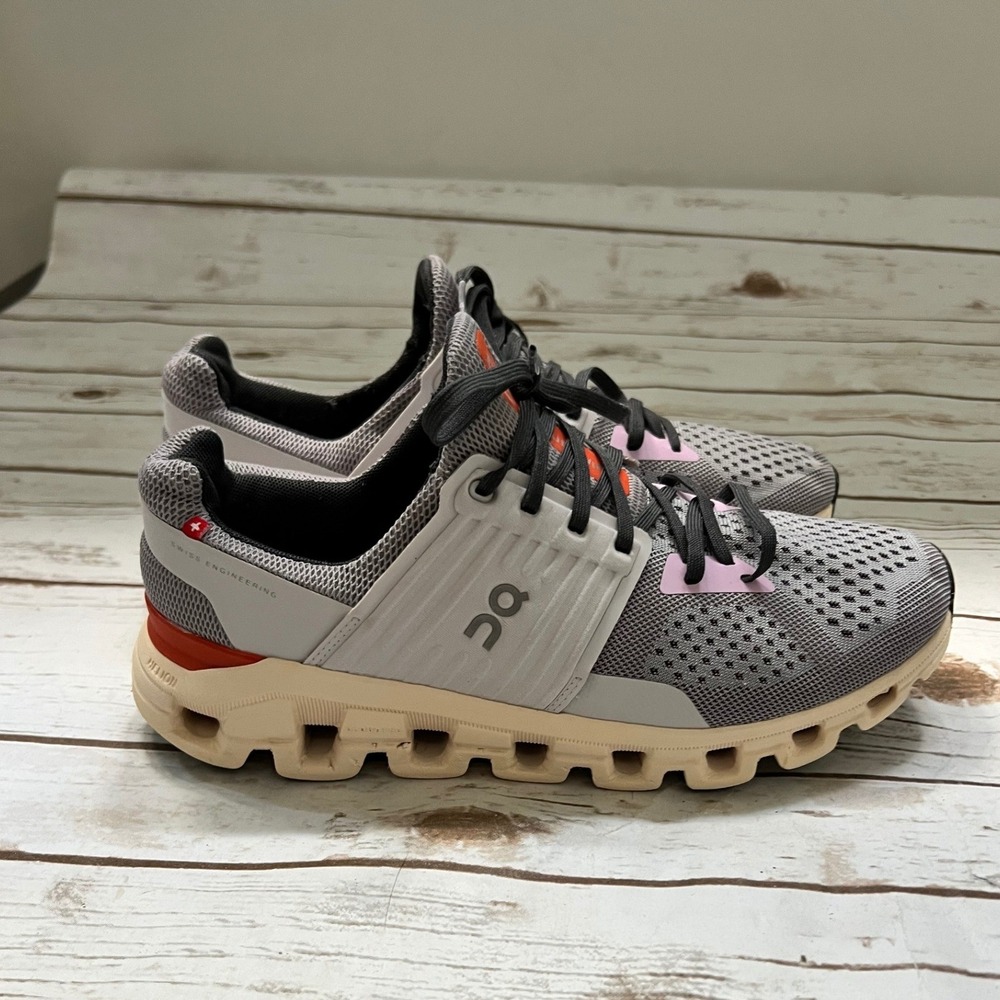 On Running Cloudswift Grey Orange Purple Mesh Running Shoes 10.5